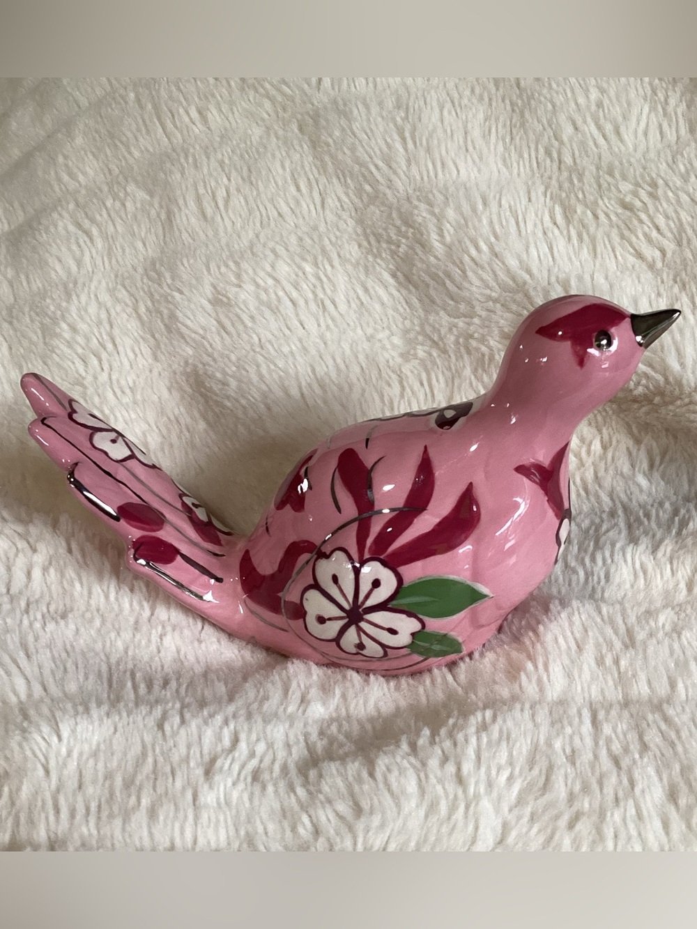 Vintage Tracy Porter Ceramics Pink Bird Figurine Unique & Rare 3.5” Tall 6” Long